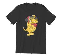 Casual Mutley Muttley Cartoon Laughing Laugh Dog T-Shirt for Men Crewneck Cotton T Shirt Short Sleeve Tees Printed Clothes Black 3XL