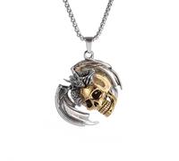 Casual Necklace Pendant Gothic Retro Giant Pterosaur Skull Pendant Ghost Head Necklace Men's Biker Punk Rock Trend Jewelry Party JewelleryBirthday Present