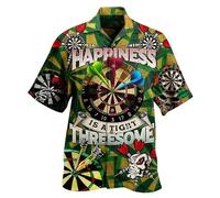 Casual Novelty Dart Hawaiian Shirt 3D Printed Dartboard Button Down Shirt for Women Men Darts Team Shirt