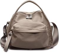 Casual Nylon Front Pocket Handbag Lightweight Large Capacity Cross Body,Casual and fashionable textured commuter bag, Bag for Women Commuting, Travel (Khaki)