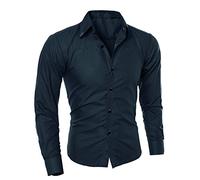 Casual Plaid Shirt Men - Shirts Long Sleeve Funky Formal Shirts Business Wedding Shirts Button Down Shirt Easy Fit Casual Undershirt Lapel Long Sleeve Tops Work Shirts for Work, Walk Or A Hike Navy