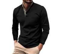Casual Plain Non Iron Gym Sport T Shirts Casual Business Shirts Classics Washed Denim Long-Sleeve Shirt Men Stretch Sweatshirt Slim Fit Turtle Neck Sweater Pullover Basic High Neck T-Shirts