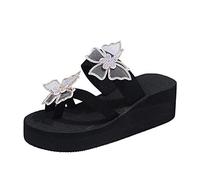 Casual Platform Flip Flops for Women Color Wedge Casual Women's Flops Flip Slippers Fashion Women's Slipper for Indoor & Outdoor Holiday Summer Vocation (White, 6)