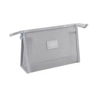 Casual Portable Mesh Handheld Makeup Bag, Data Cable Storage Pouch, Square Lightweight Storage Toiletry Zipper Cosmetic Case(Style1-Grey)
