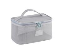 Casual Portable Mesh Handheld Makeup Bag, Data Cable Storage Pouch, Square Lightweight Storage Toiletry Zipper Cosmetic Case(Style3-Grey)