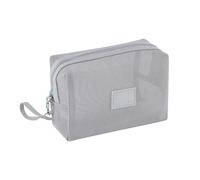 Casual Portable Mesh Handheld Makeup Bag, Data Cable Storage Pouch, Square Lightweight Storage Toiletry Zipper Cosmetic Case(Style2-Grey)