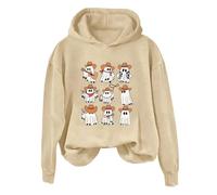 Casual Pullover for Women Halloween Hoodie Women's Casual Print Long Sleeve Sweatshirt For Leisure Wear Long Thin Hoodies Women Halloween Costumes Beige
