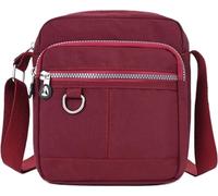 Casual Purse Nylon Small Handbag Multi Pocket Crossbody Bag Adjustable Shoulder Strap Shoulder Bag for Women(Dark Red)