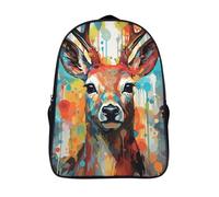 casual rucksack 3d printing animal portraits laptop daypack cool deer two compartment cute cartoon bag with big pockets-16inch,firm laptop backpack for adults teenagers