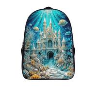 casual rucksack 3d printing underwater fashion daypack funny cool castle two compartment ergonomics bag adjustable padded shoulder strap-16inch,firm casual backpack for adults teens