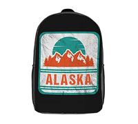Casual Rucksack Alaska Mountain Vintage Travel Bag Adjustable Straps School Backpack for Travel, Work, Hiking, 42X32X14Cm