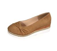 Casual Sandals with Block Heel and Bow on the Upper - Comfortable Elegant Slippers for Summer, brown, 5 UK