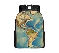 Casual School Backpack Wor-Ld Map Daypack Durable Rucksack for Hiking, Work, Camping, 42X32X14Cm