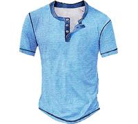 Casual Shirts for Men UK Short Sleeve Classic Buttons Distressed Vintage Waffle Plaid Summer Casual Henley Shirt Stylish Slim Fit Comfy Daily Sport Running Tshirt Lightweight Breathable T Shirts