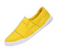 Casual Shoes Men's Flat Classic Canvas Shoes Non-Slip Low Top Loafers Without Laces Boat Shoes Fashionable Round Toe Fabric Shoes Lightweight Slip-On Shoes Orthopaedic Trainer Shoes, yellow, 7 UK