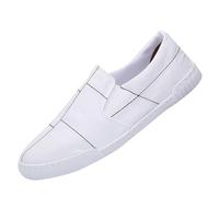 Casual Shoes Men's Flat Classic Canvas Shoes Non-Slip Low Top Loafers Without Laces Boat Shoes Fashionable Round Toe Fabric Shoes Lightweight Slip-On Shoes Orthopaedic Trainer Shoes, White, 9 UK