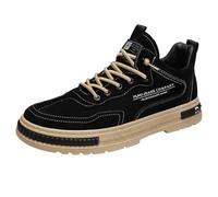 Casual Shoes Men's Hiking Shoes Men's Summer Flat Lace-Up Skateboard Shoes Leather Brown Sole Outdoor Shoes Solid Colour Fitness Shoes Non-Slip Sports Shoes Soft Lightweight Casual Trainers, black