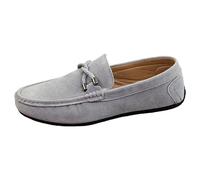 Casual Shoes Men's Leather Loafers Men's Suede Walking Shoes Without Laces Low Shoes Slip On Fitness Shoes Comfortable Moccasins Wide Slip On Shoes Plain Comfort Shoes Casual, gray, 8 UK