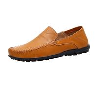Casual Shoes Men's Leather Shoes Men's Handmade Walking Shoes Jogging Shoes On Slip Low Shoes Non-Slip Lightweight Fitness Shoes Plain Slip-On Shoes Casual Trainers, yellow, 12 UK