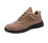 Casual Shoes Men's Sporty Leather Work Shoes Men's Waterproof Fitness Shoes Flat Sole Trainers Non-Slip Walking Shoes Suede Sports Shoes PU Trainers Plain Trainers, yellow, 7 UK