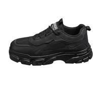 Casual Shoes Men's Sporty Work Shoes Men's Non-Slip Walking Shoes Flat Sole Trainers with Thick Sole Jogging Shoes Breathable Fitness Shoes Plain Lace-up Shoes Casual, black, 10 UK