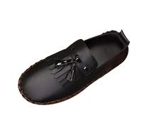 Casual Shoes Women's Low Top Snake Pattern Loafers Made of Leather Elegant Women Single Shoes with Fringe Flat Soft Sole Boat Shoes Plain Low Shoes Comfort Slip Walking Shoes, black, 7 UK