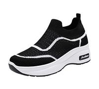 Casual Shoes Women's Slip On Platform Lightweight Walking Shoes Breathable Mesh Running Shoes Raising Pad Without Laces Women's Shoes Walking Shoes Large Sizes Fitness Shoes Leisure Trainers, black, 8