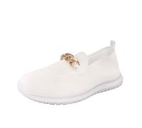 Casual Shoes Women's Sporty Elegant Women's Low Shoes Comfortable Slip On Trainers Fabric Sports Shoes Front Closed Walking Shoes Funny Running Shoes Breathable Low Shoes, White, 5 UK