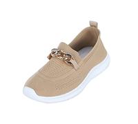Casual Shoes Women's Sporty Elegant Women's Low Shoes Comfortable Slip On Trainers Fabric Sports Shoes Front Closed Walking Shoes Funny Running Shoes Breathable Low Shoes, khaki, 8 UK