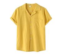 Casual Short Sleeve Button Down Shirts Aloha Shirt Mens Button Up Hawaiian Shirts Mens Flamingos Casual Short Sleeve Hawaiian Shirt Men's Standard-Fit Short-Sleeve Printed JANUK30723SALE06831 Yellow