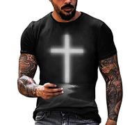Casual Short Sleeve T Shirt Mens Shirt Pack Top Fashion Street Men's Digital Printing T Shirt Fashion Shirts Men Breathable Comfort Tops (B1-Black, 3XL)