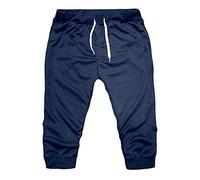 Casual Shorts for Men UK 3/4 Length Pants Summer Gym Running Training Fishing Sweat Shorts Lightweight Jogger Short Elastic Waist Solid Color Shorts Triple Stitched Tracksuit Material M-XXL Navy