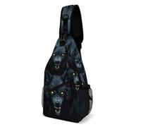 Casual Shoulder Crossbody Bag Dark Storm Rain Halloween Animals Wolf Wolves Shoulder Chest Bags Lightweight,Multipurpose Backpacks for Cycling Women Sports