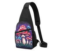Casual Shoulder Crossbody Bag Red Mushroom Trippy Magic Art Chest Backpack Lightweight Daypack for Cycling Outdoor Working