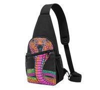 Casual Shoulder Crossbody Bag Retro 70S 80S Colorful King Snake Art Backpacks Lightweight Daypack for Cycling Working Running