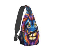 Casual Shoulder Crossbody Bag Trippy Lion Leo Constellation Art Sling Backpack Lightweight Rucksack for Outdoor Cycling Camping