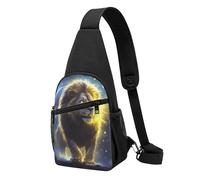 Casual Shoulder Crossbody Bag Universe Animal King Space Cool Lion Art Chest Backpack Lightweight Rucksack for Outdoor Women Working