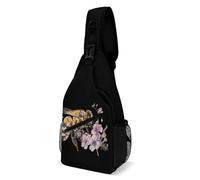 Casual Sling Backpack Honey Bee And Flowers Printed Strap Daypack Lightweight Crossbody Bag For Hiking, Gym, Camping