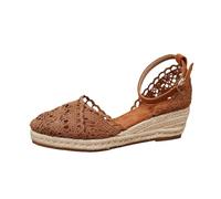 Casual Slip-on Sandals for Women - Breathable Open Toe Espadrilles Perfect Summer Shoes for Everyday Leisure Holiday, coffee, 8.5 UK