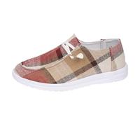 Casual Sneakers Canvas for Women Lace Up Walking Shoes Slip On Platform Flat Comfortable Canvas Shoes Lightweight Ladies Shoes Wide Fit Flat Soft Soled Comfortable Shoes Red