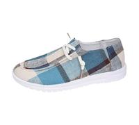 Casual Sneakers Canvas for Women Lace Up Walking Shoes Slip On Platform Flat Comfortable Canvas Shoes Lightweight Ladies Shoes Wide Fit Flat Soft Soled Comfortable Shoes Blue