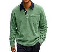 Casual Soft Touch Men's Polo Shirt Regular Fit Pullover Top for Daily Workwear and Vintage Fall Fashion Tees (Green,XXL)
