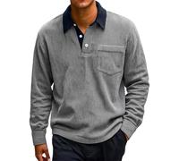 Casual Soft Touch Men's Polo Shirt Regular Fit Pullover Top for Daily Workwear and Vintage Fall Fashion Tees (Grey,5XL)