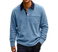 Casual Soft Touch Men's Polo Shirt Regular Fit Pullover Top for Daily Workwear and Vintage Fall Fashion Tees (Blue,4XL)