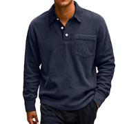 Casual Soft Touch Men's Polo Shirt Regular Fit Pullover Top for Daily Workwear and Vintage Fall Fashion Tees (Dark Blue,M)