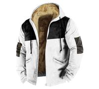 casual sports jackets for men uk Europe And The United States Independent Station Border Multicolor Solid Color Printing Hooded Sweater Brown Cotton Clothing Men Shirt Jacket (White, XS)