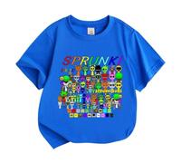 Casual Sprunki Children's t-Shirt, Short-Sleeved t-Shirt Tops for Boys and Girls Primary School Students,Blue,120cm