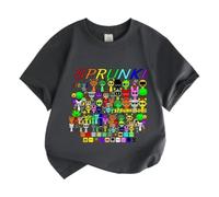 Casual Sprunki Children's t-Shirt, Short-Sleeved t-Shirt Tops for Boys and Girls Primary School Students,Grey,140cm