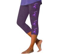 Casual Stretchy Sport Gym Yoga Leggings High Waisted 3/4 Length Pants Buttery Soft Elastic Tummy Control Leggings Cropped Trousers for Workout Gym Yoga
