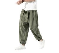 Casual Striped Harem Pants Men's Harajuku Turnip Pant Loose Cotton Linen Trousers Sweatpants